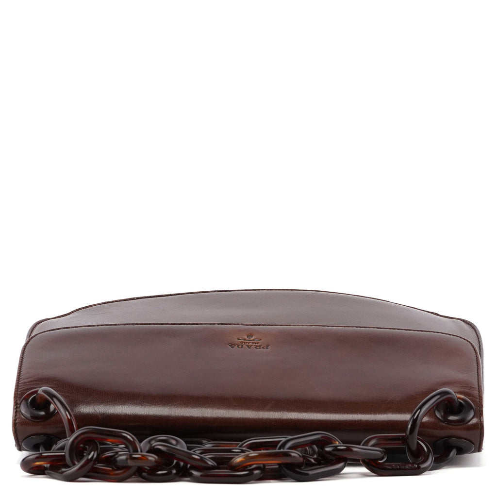 Brown Madras Swing Chain Shoulder Bag