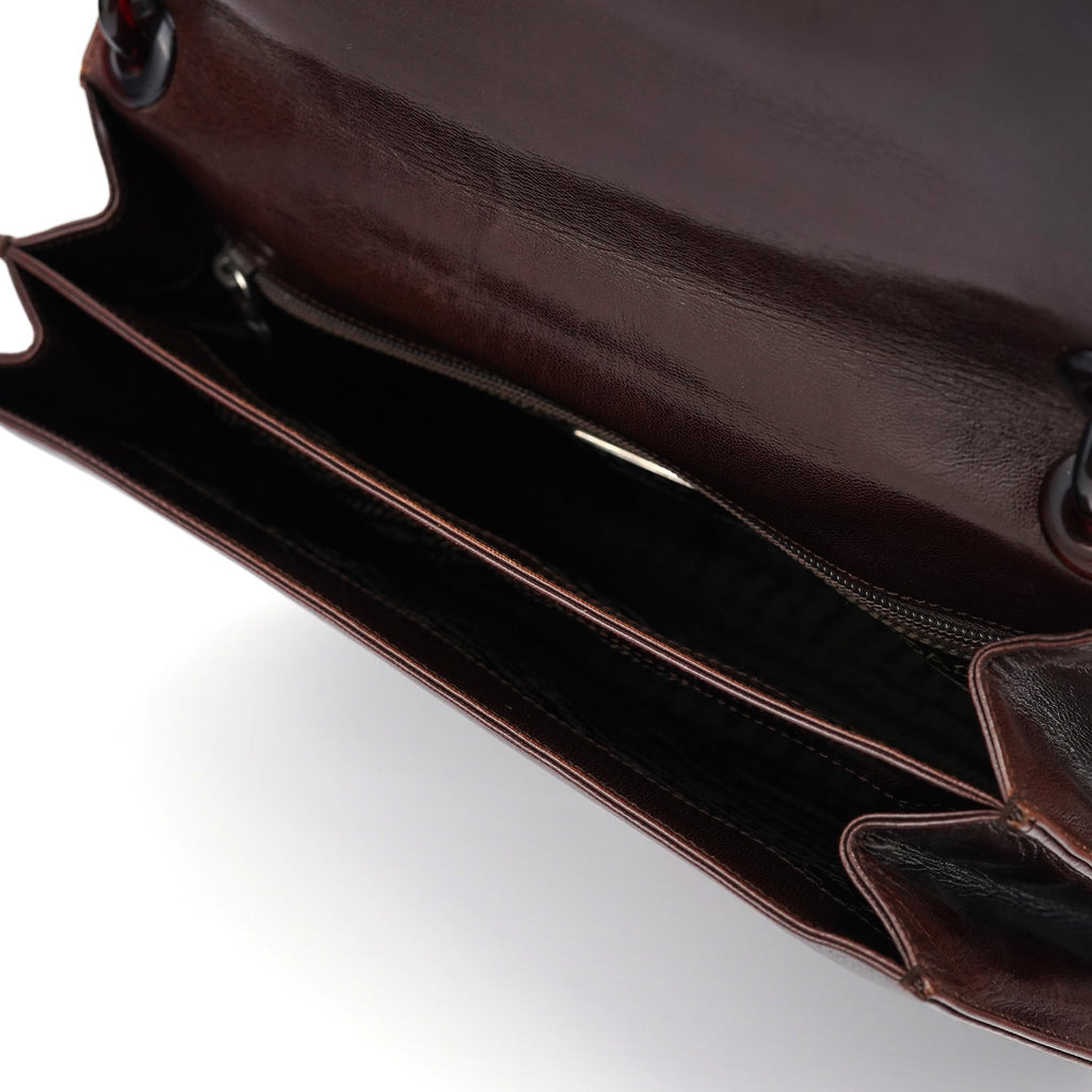 Brown Madras Swing Chain Shoulder Bag