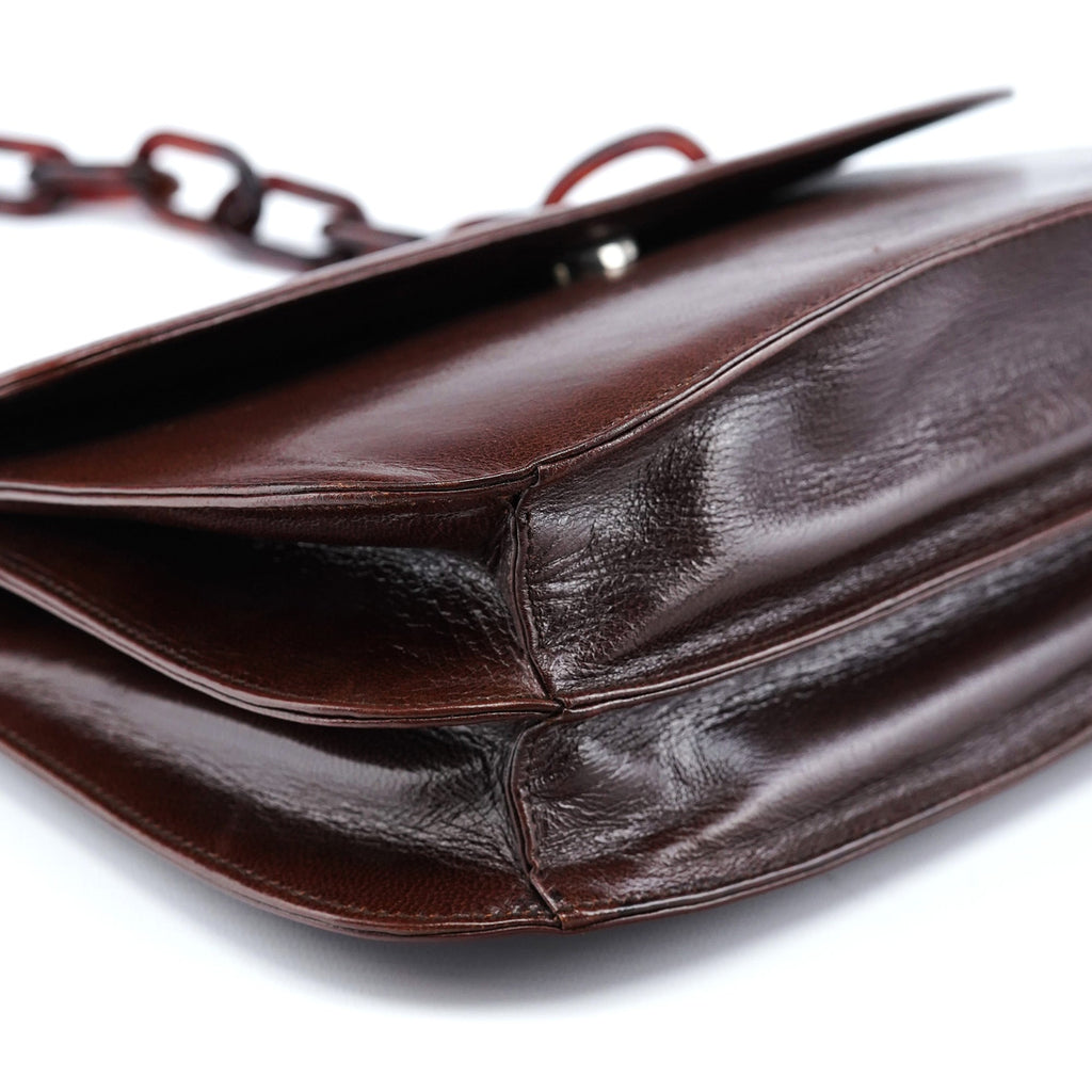 Brown Madras Swing Chain Shoulder Bag
