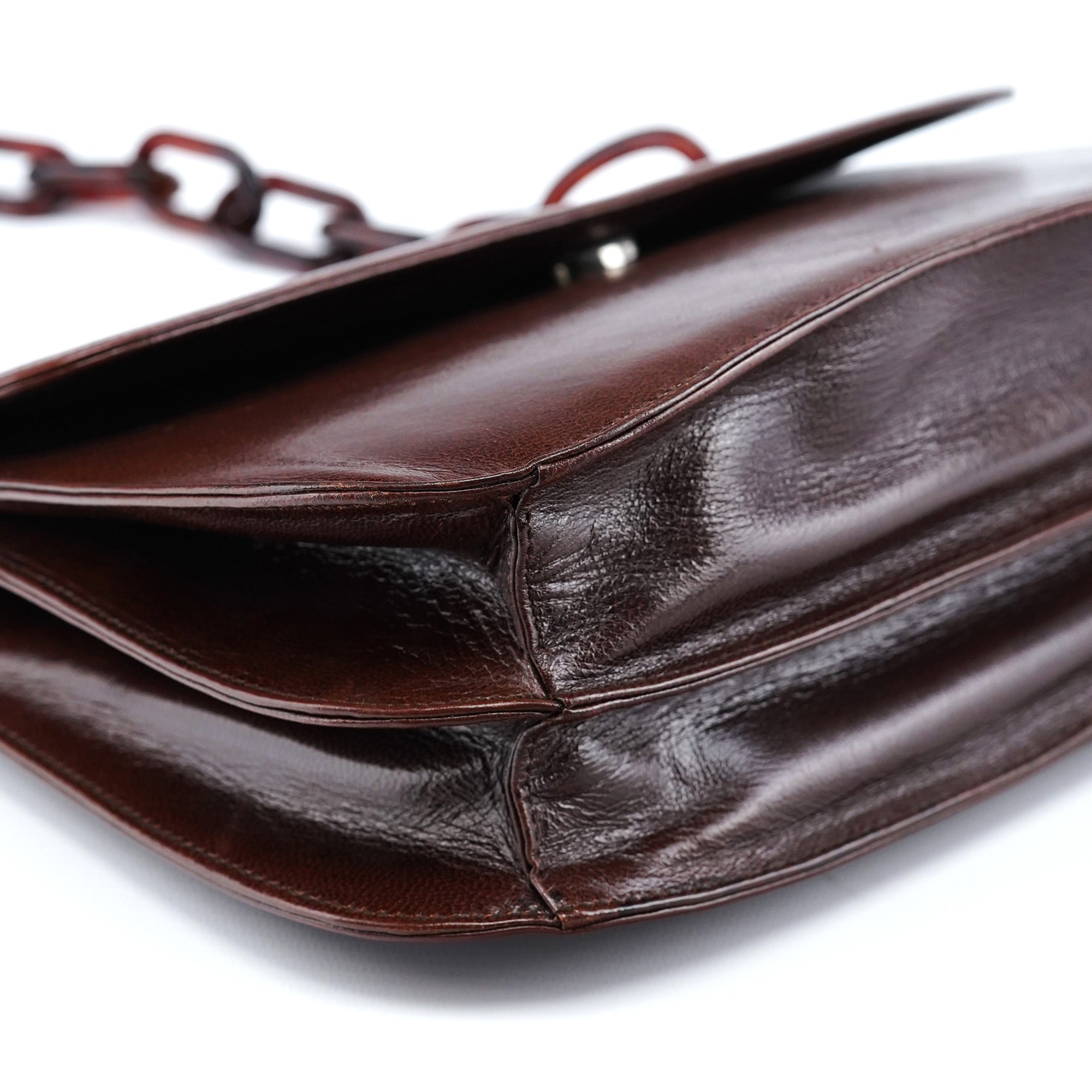 Brown Madras Swing Chain Shoulder Bag