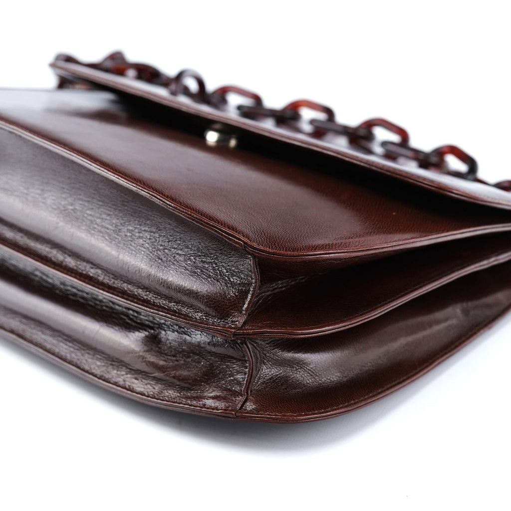 Brown Madras Swing Chain Shoulder Bag