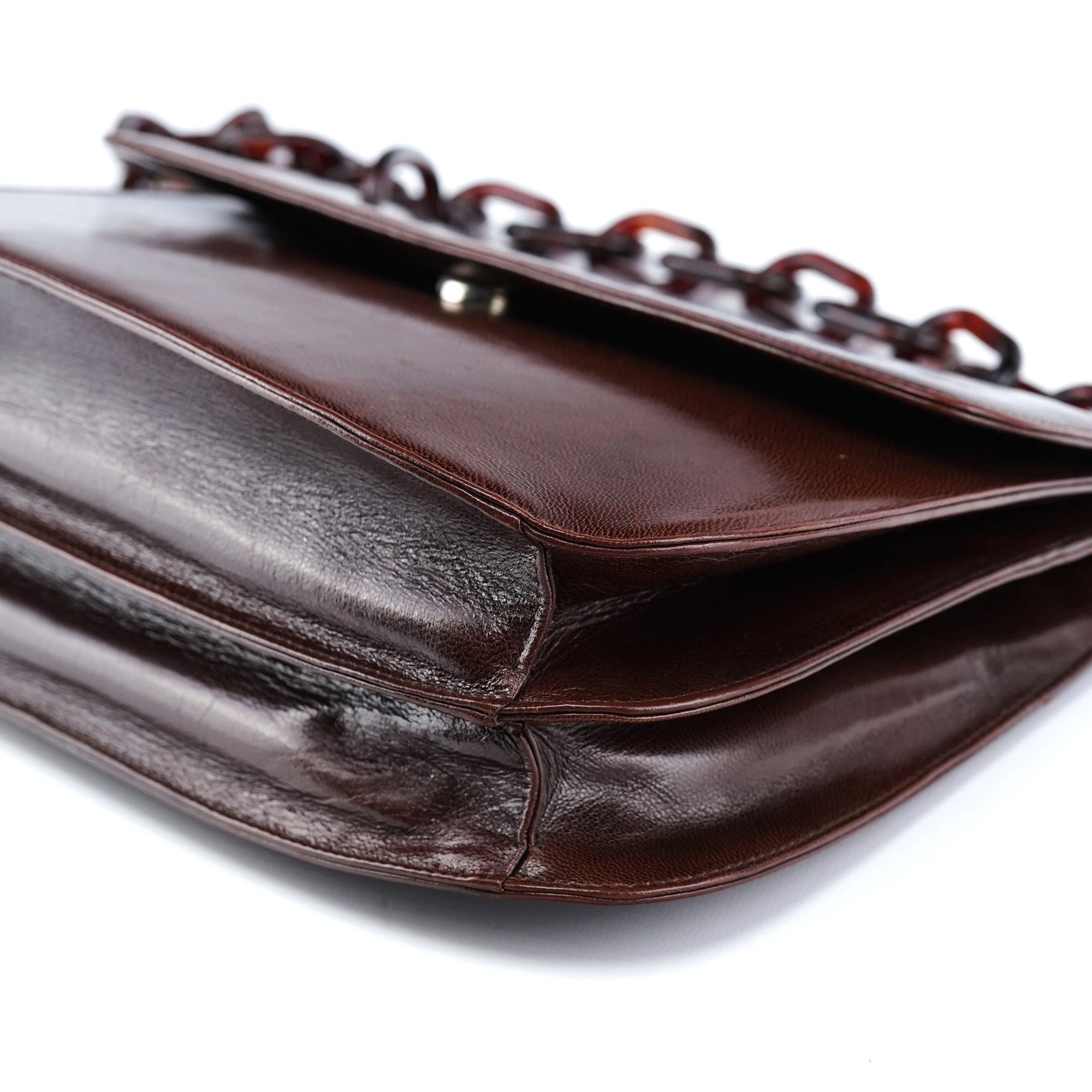 Brown Madras Swing Chain Shoulder Bag