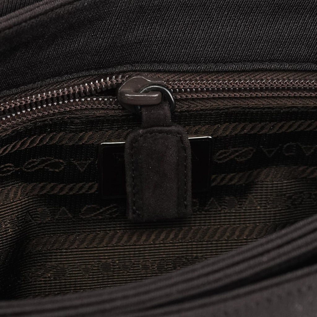 Brown Nylon Mesh Suede Tote Bag