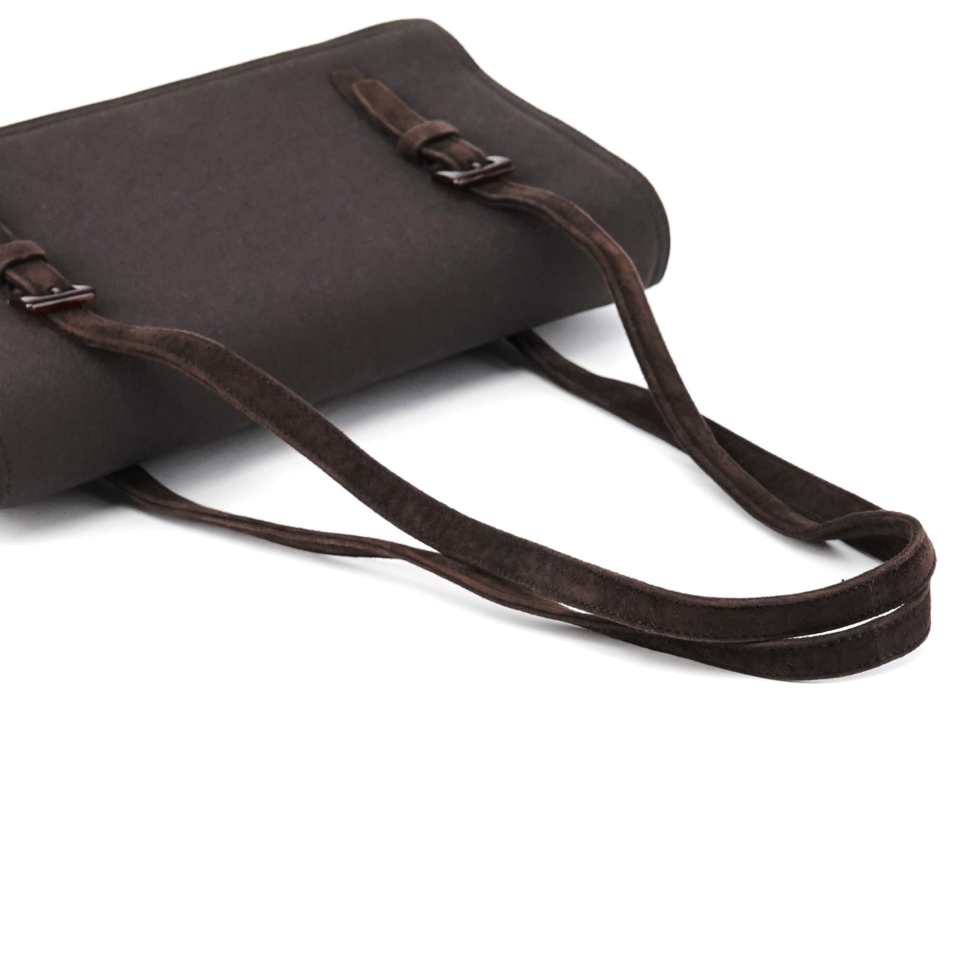 Brown Nylon Mesh Suede Tote Bag