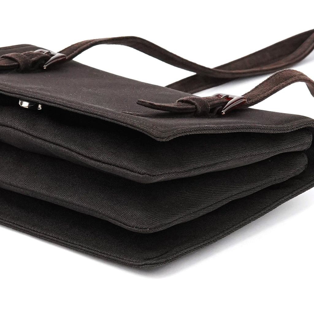Brown Nylon Mesh Suede Tote Bag