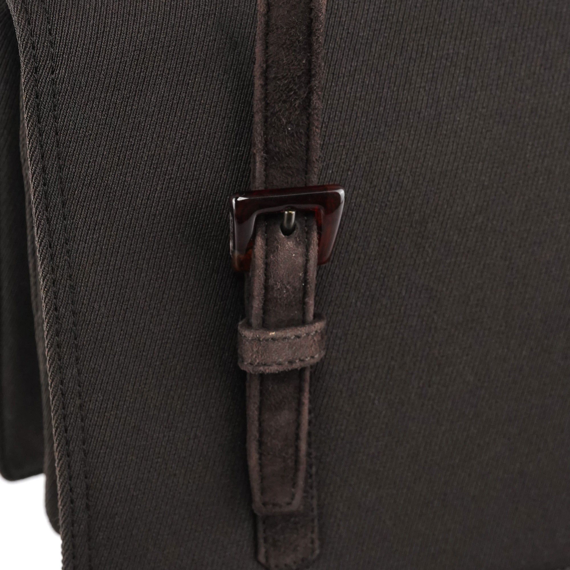 Brown Nylon Mesh Suede Tote Bag