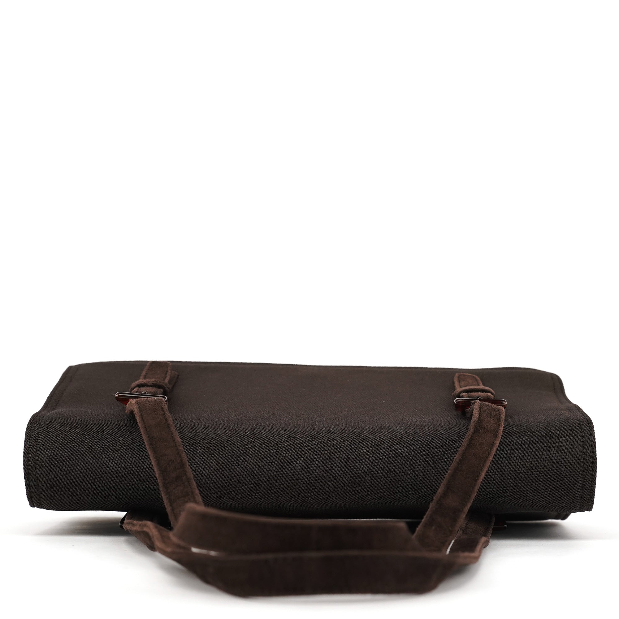 Brown Nylon Mesh Suede Tote Bag