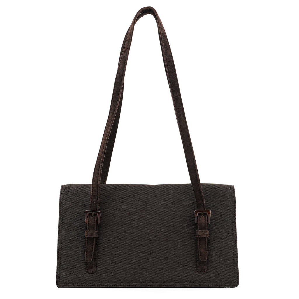Brown Nylon Mesh Suede Tote Bag