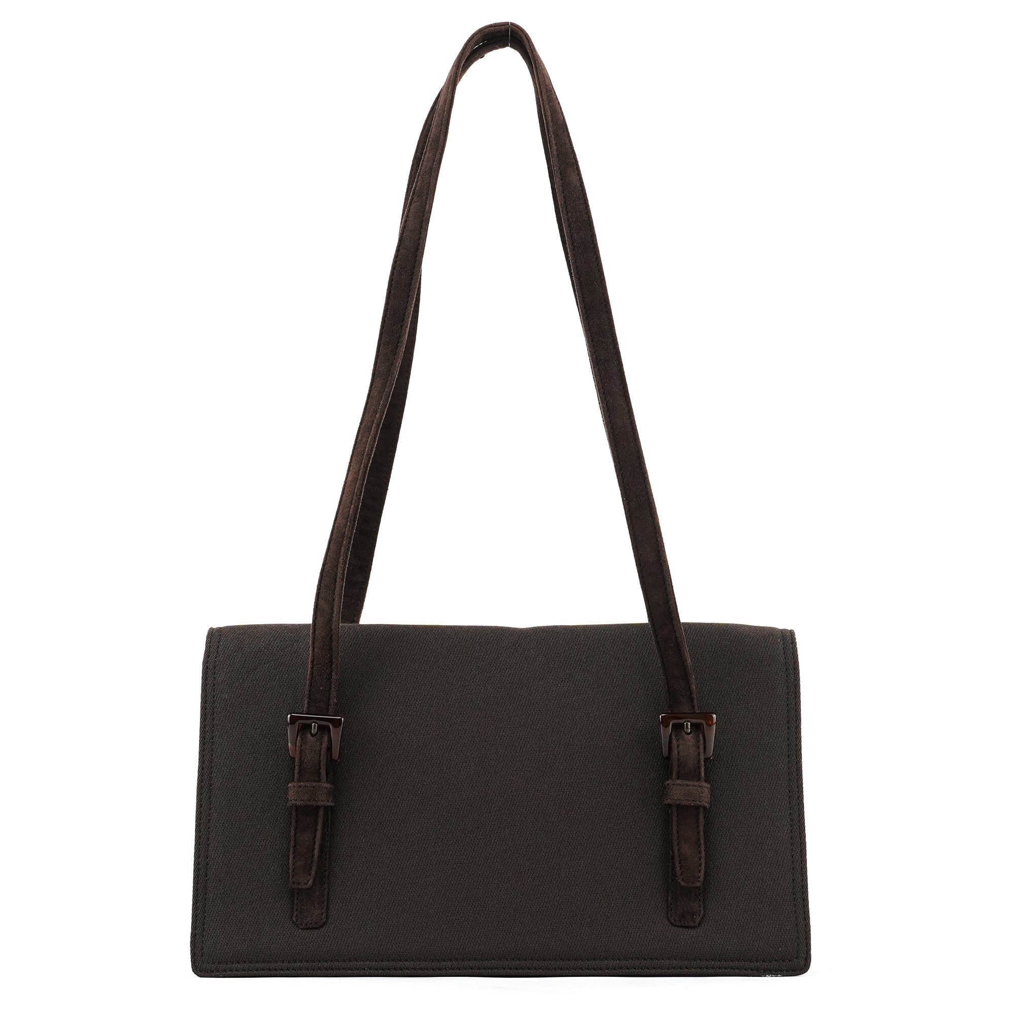 Brown Nylon Mesh Suede Tote Bag
