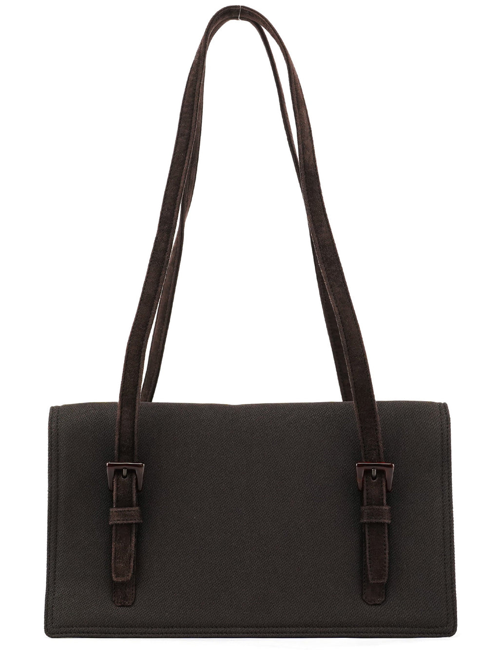 Brown Nylon Mesh Suede Tote Bag