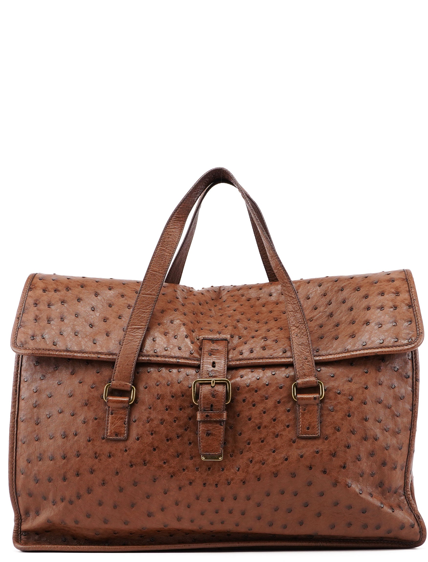 Brown Ostrich Leather Tote