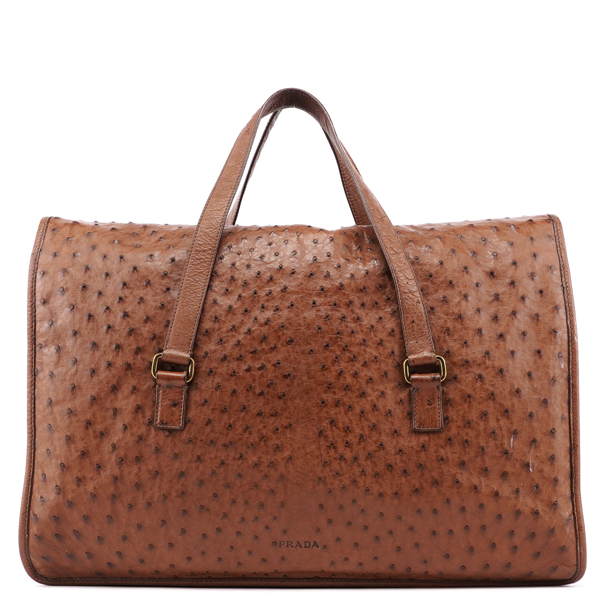 Brown Ostrich Leather Tote