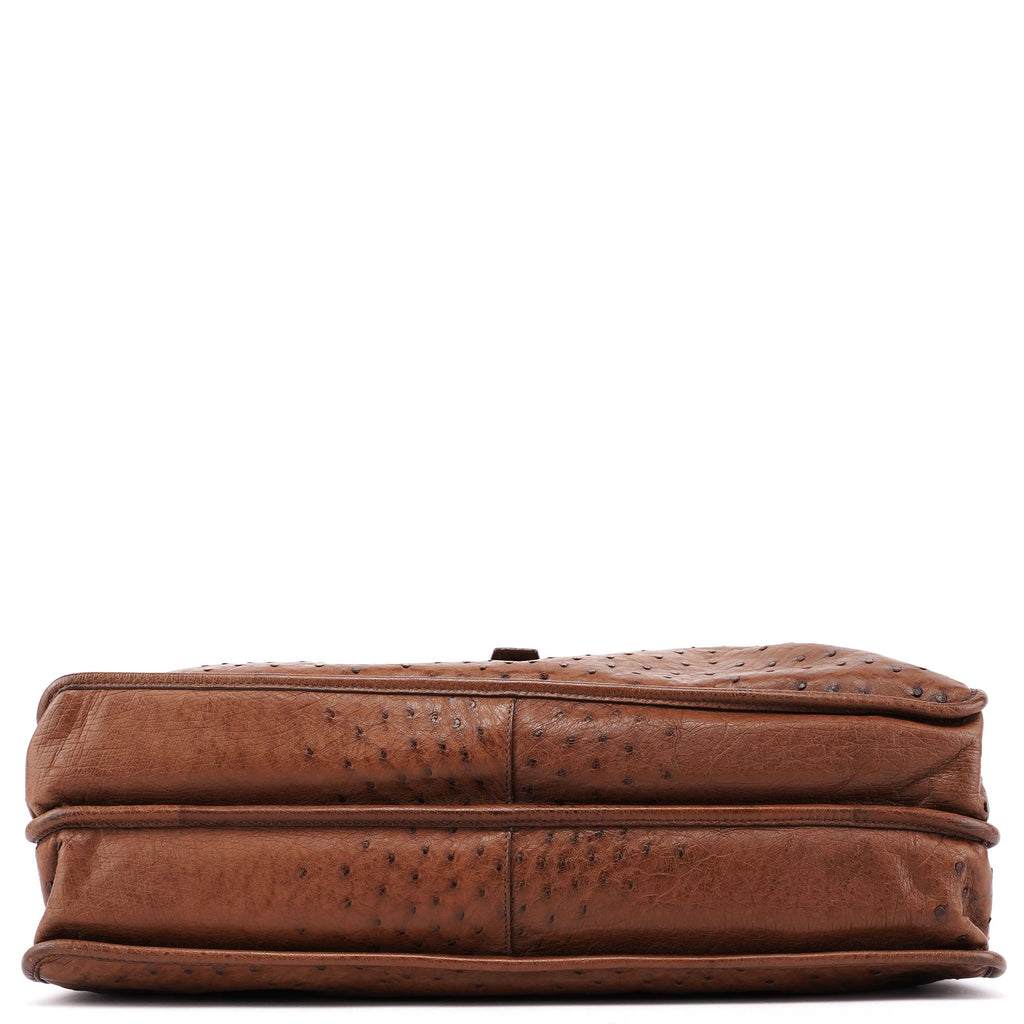 Brown Ostrich Leather Tote