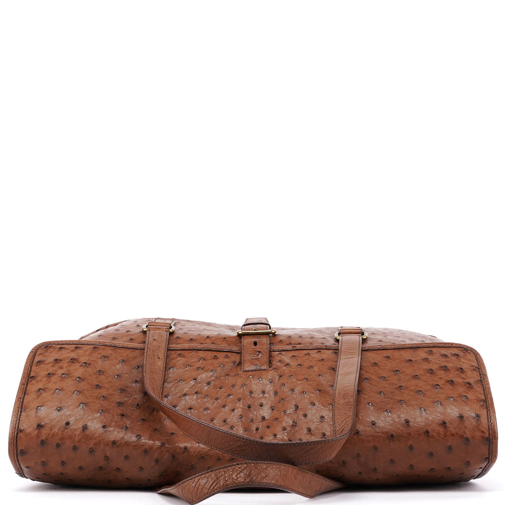Brown Ostrich Leather Tote
