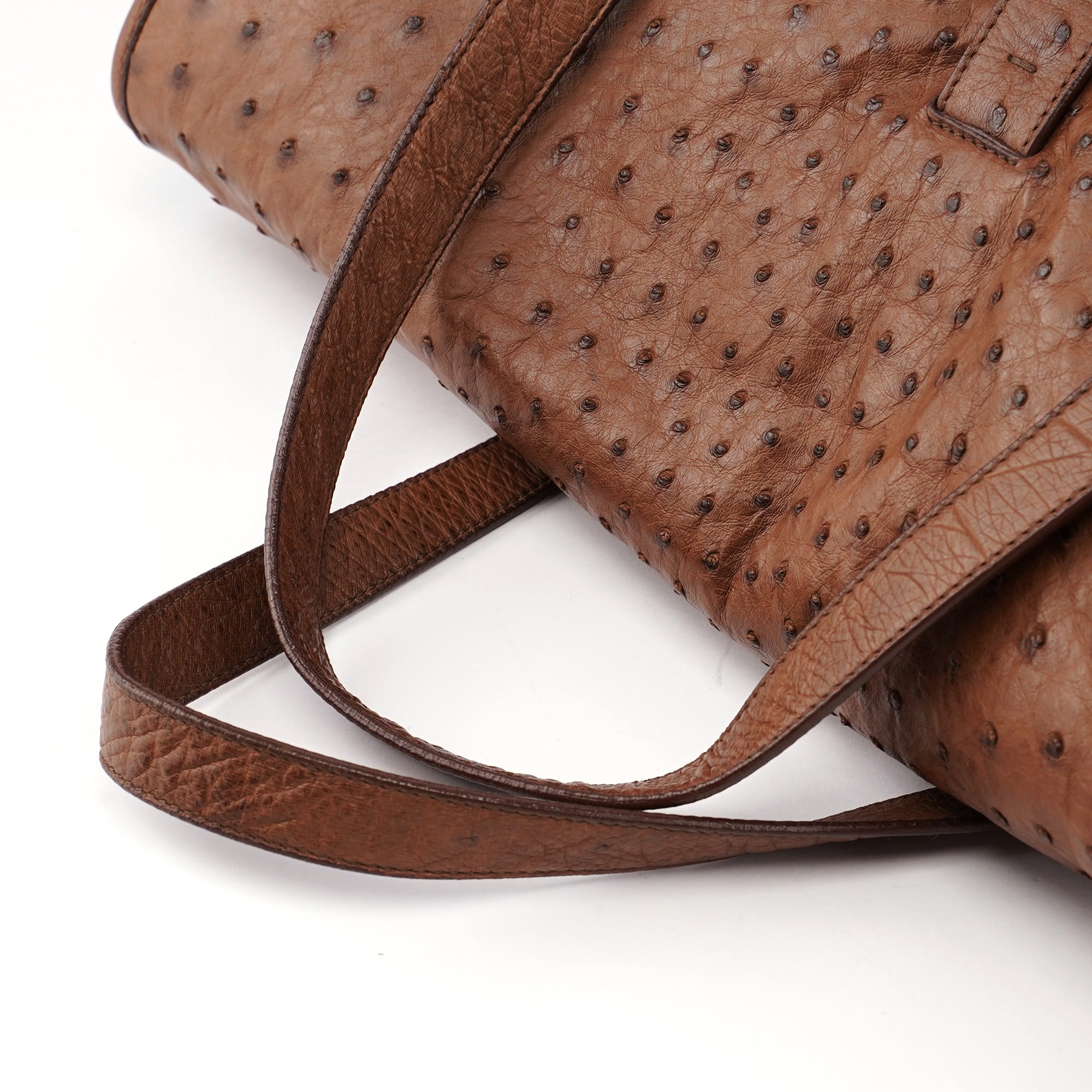 Brown Ostrich Leather Tote