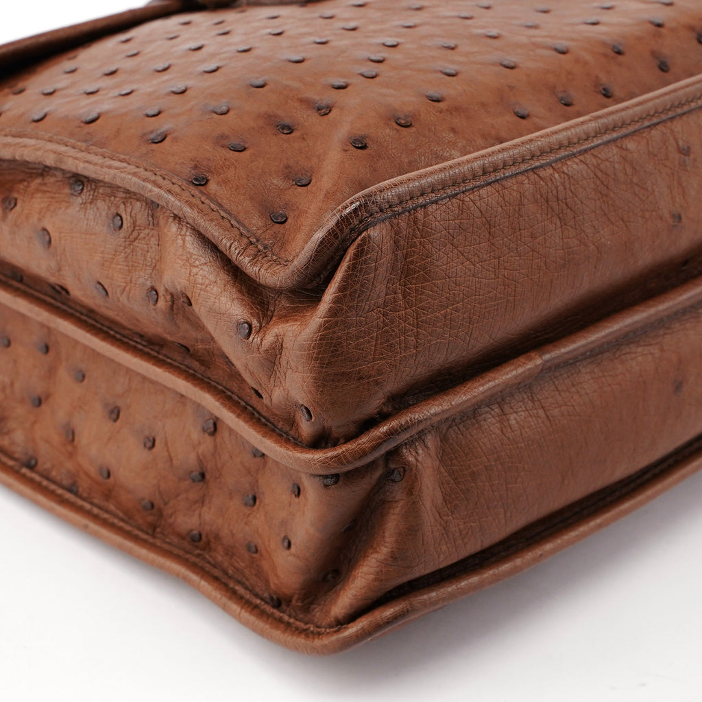 Brown Ostrich Leather Tote