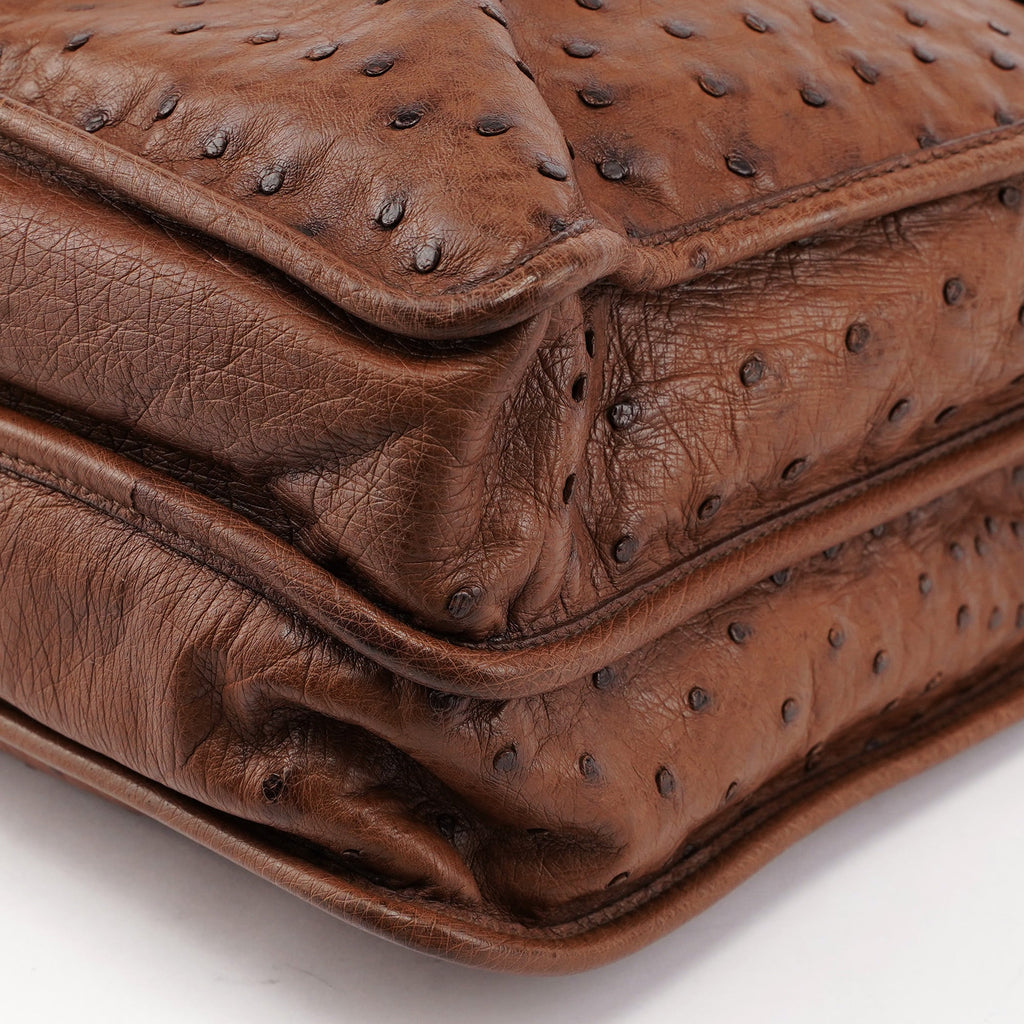 Brown Ostrich Leather Tote