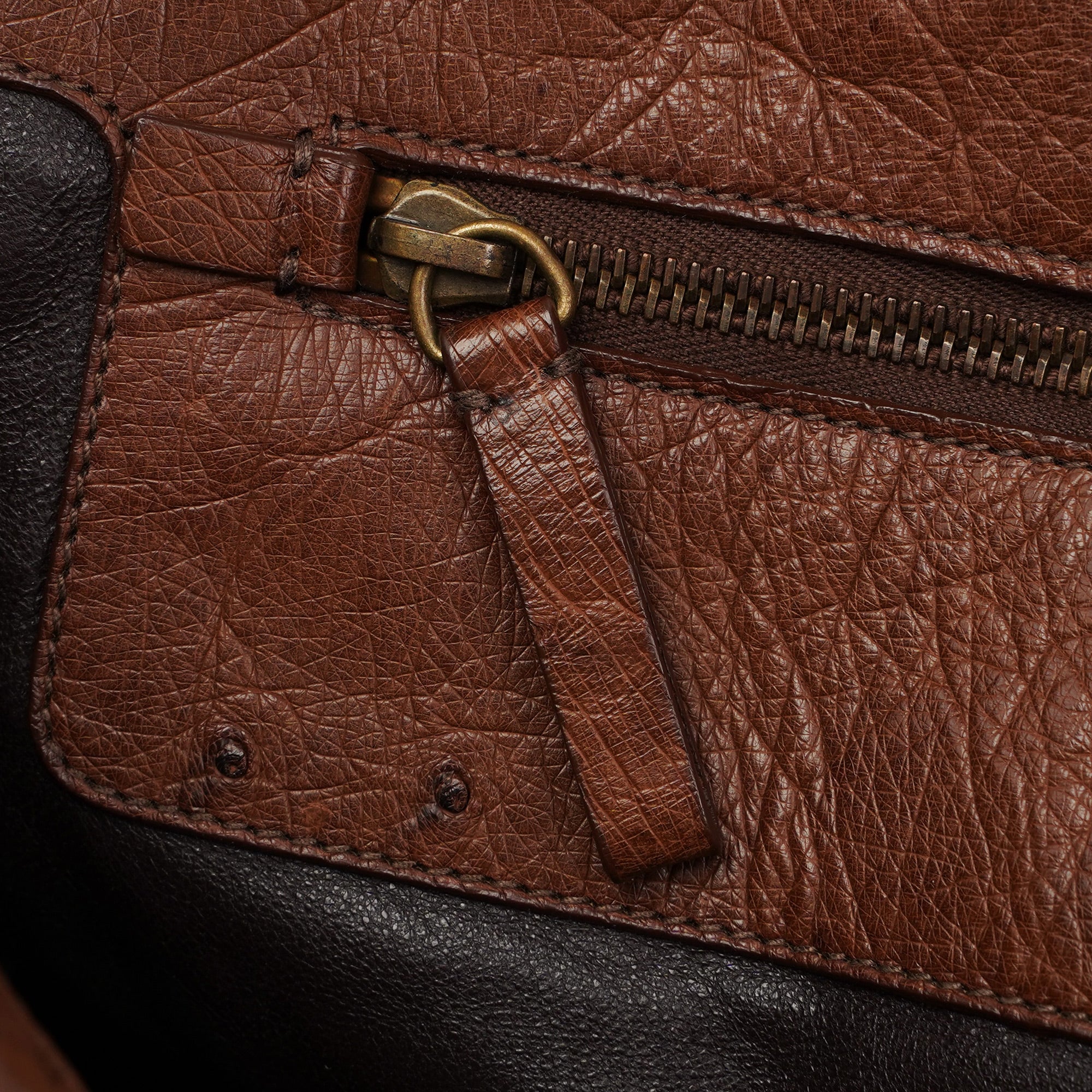 Brown Ostrich Leather Tote