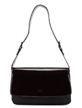 Brown Patent Leather Mesh Shoulder Bag