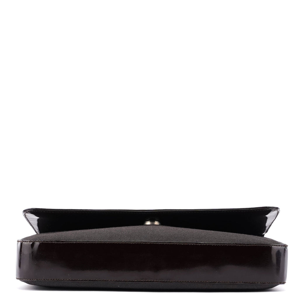 Brown Patent Leather Mesh Shoulder Bag