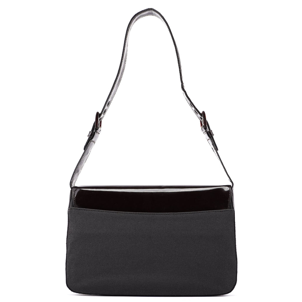 Brown Patent Leather Mesh Shoulder Bag