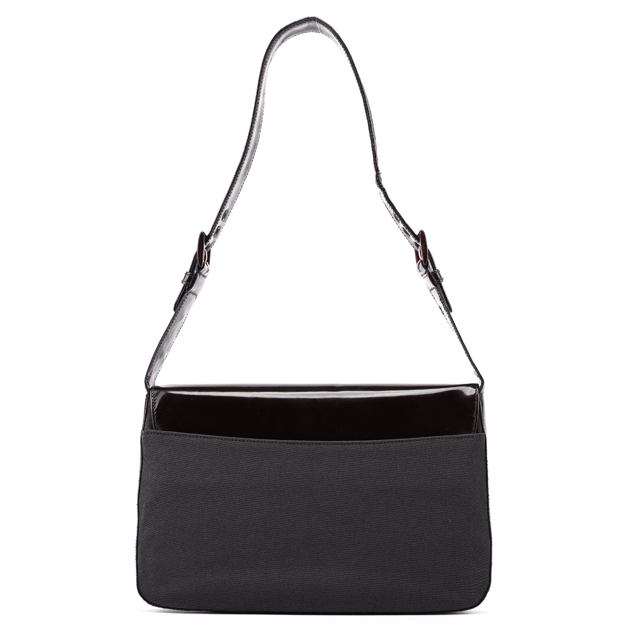 Brown Patent Leather Mesh Shoulder Bag