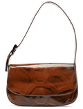 Brown Patent Leather Stampa Girafa Shoulder Bag