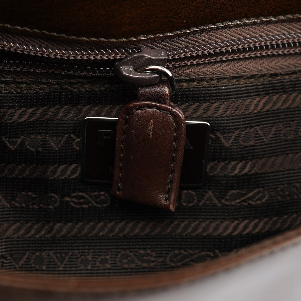 Brown Patent Leather Stampa Girafa Shoulder Bag