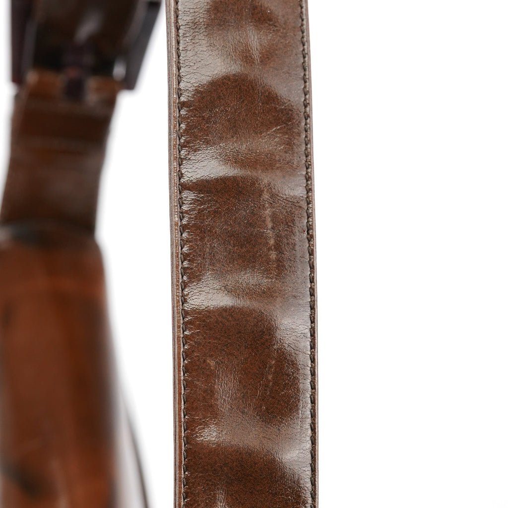 Brown Patent Leather Stampa Girafa Shoulder Bag