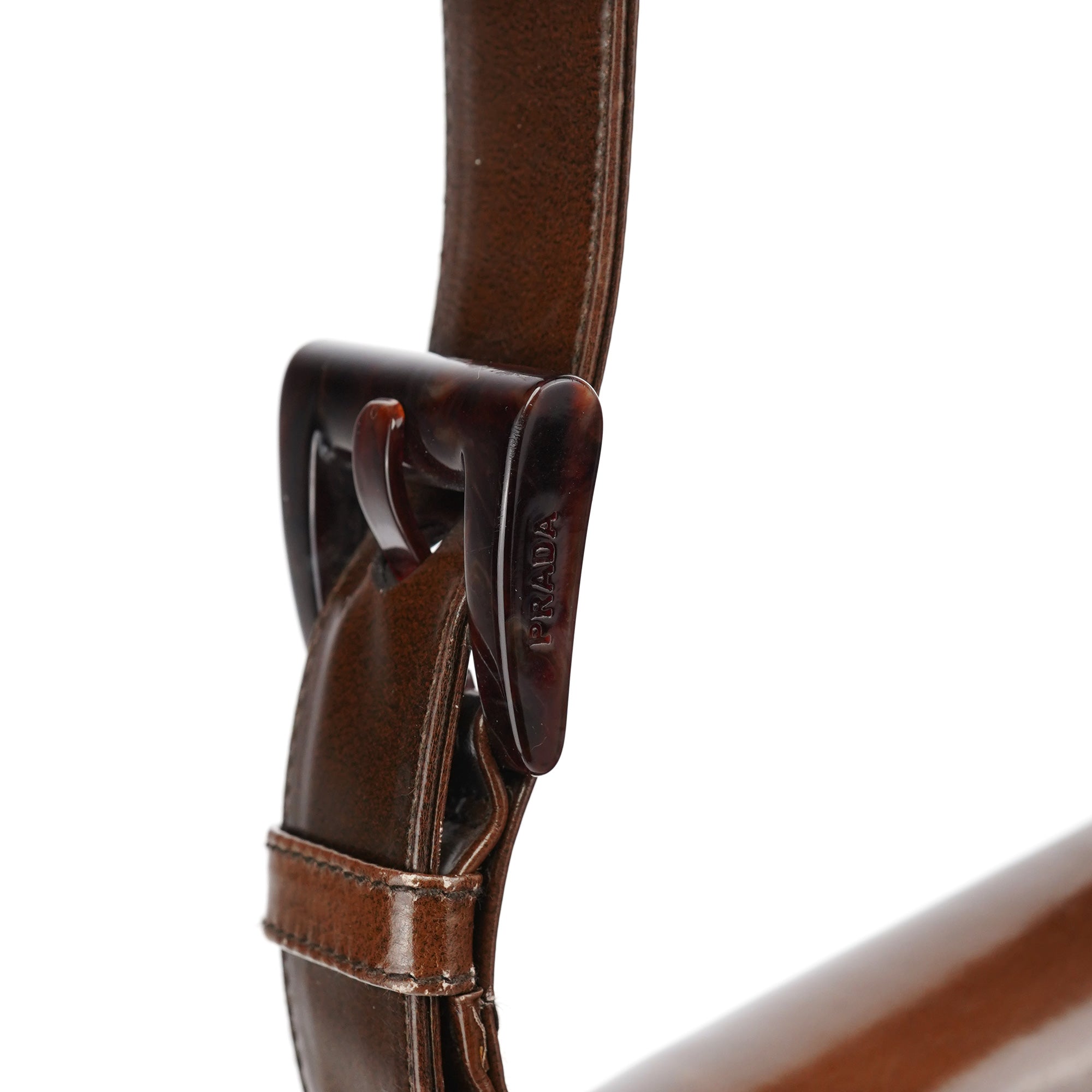 Brown Patent Leather Stampa Girafa Shoulder Bag