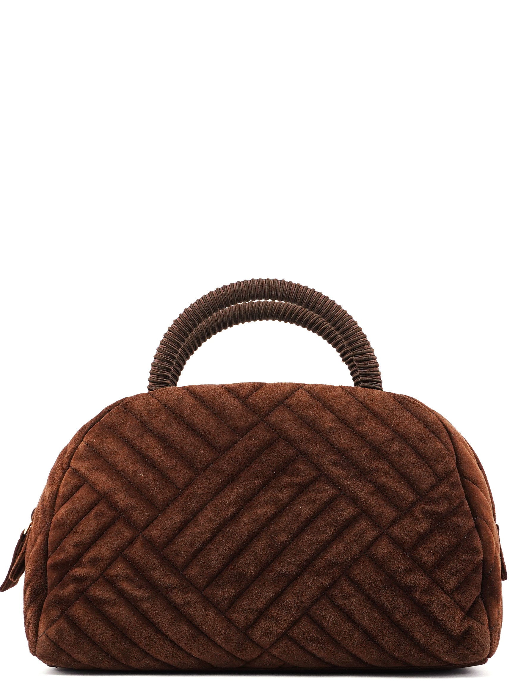 Brown Quilted Suede Handbag