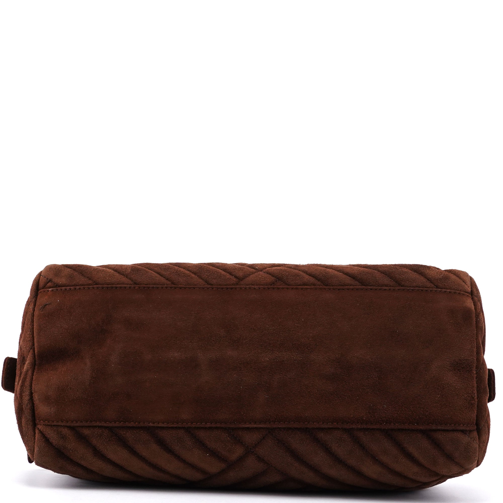 Brown Quilted Suede Handbag