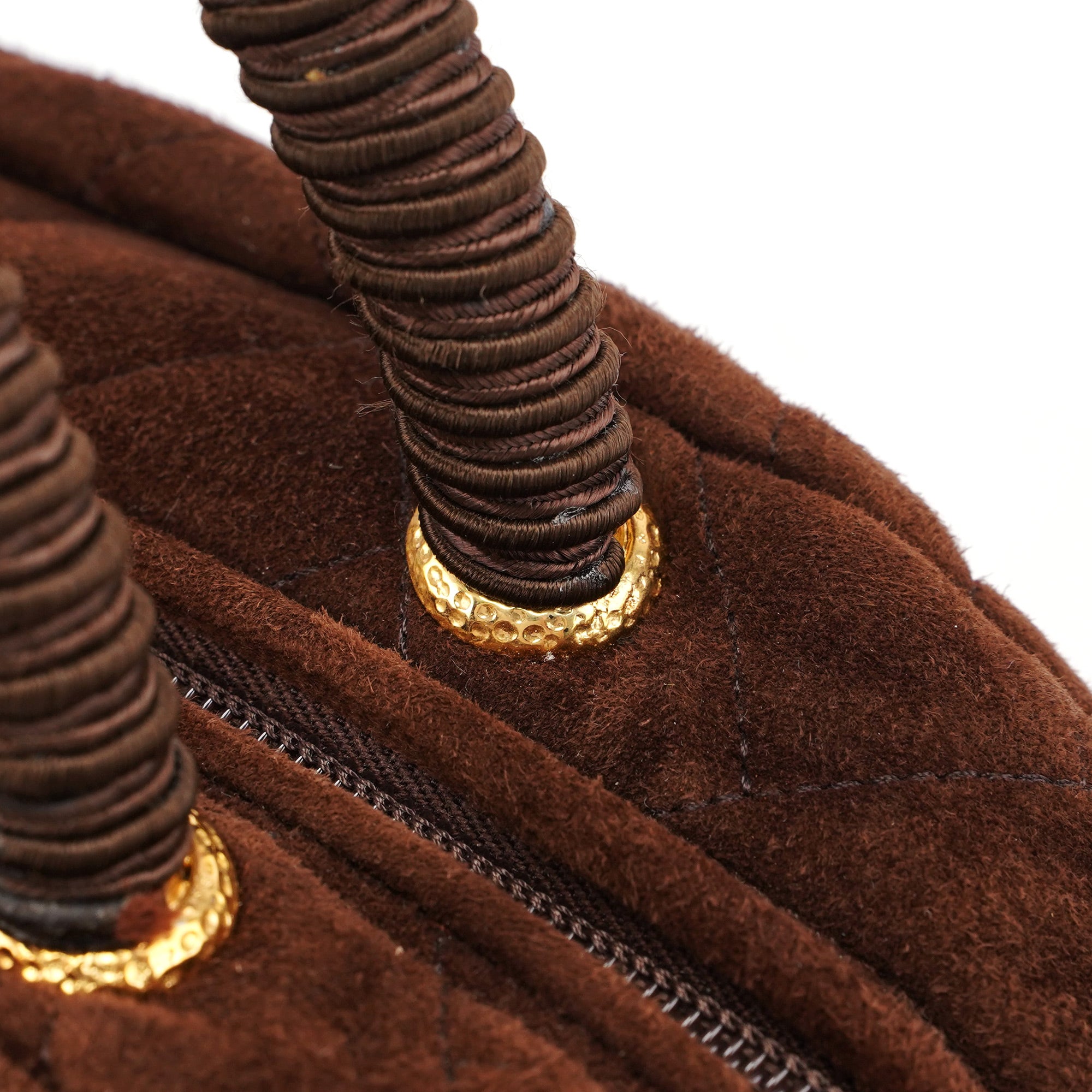 Brown Quilted Suede Handbag