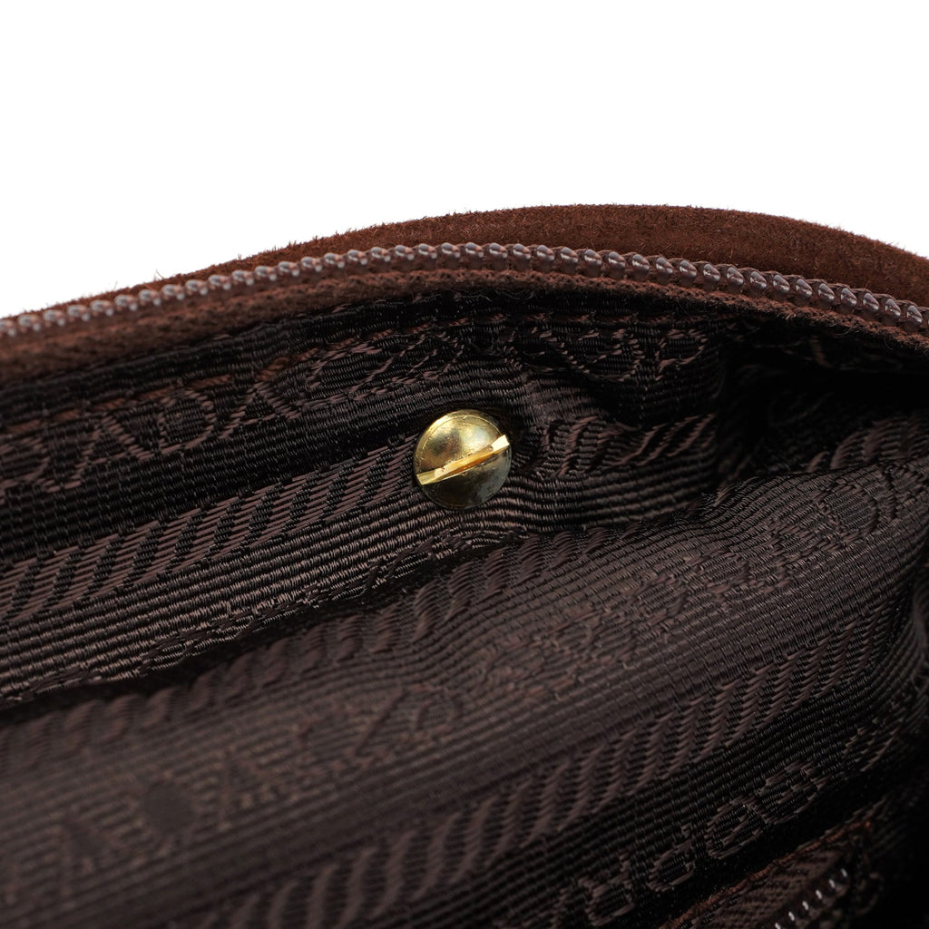 Brown Quilted Suede Handbag