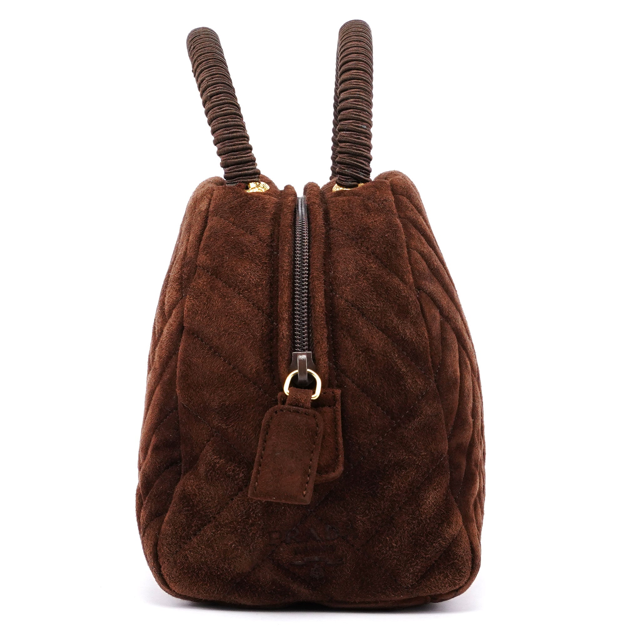 Brown Quilted Suede Handbag