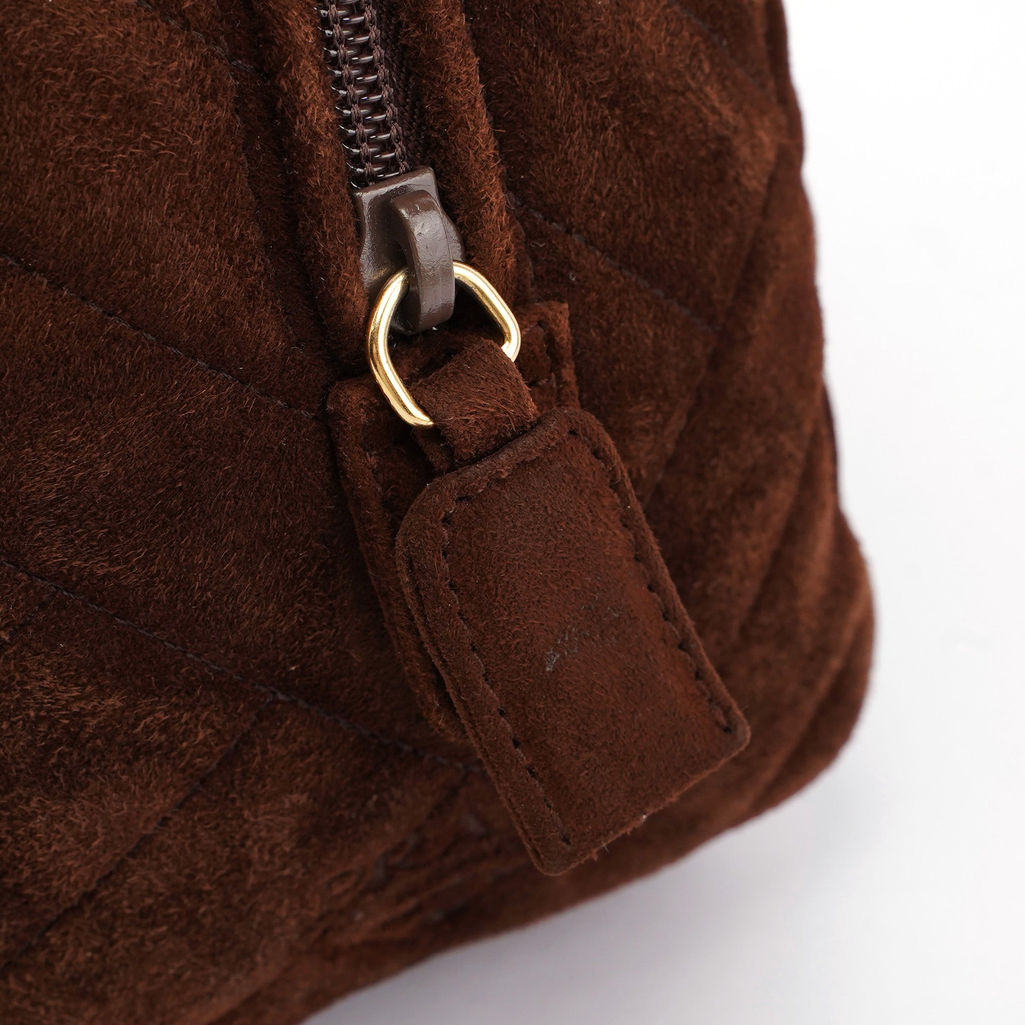 Brown Quilted Suede Handbag