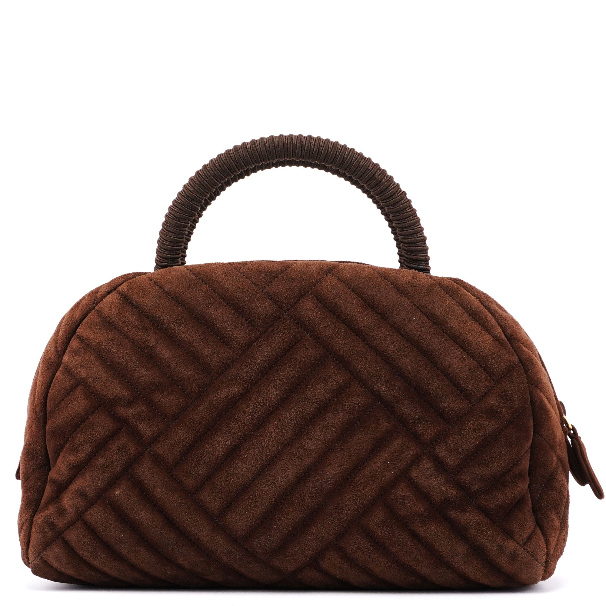 Brown Quilted Suede Handbag