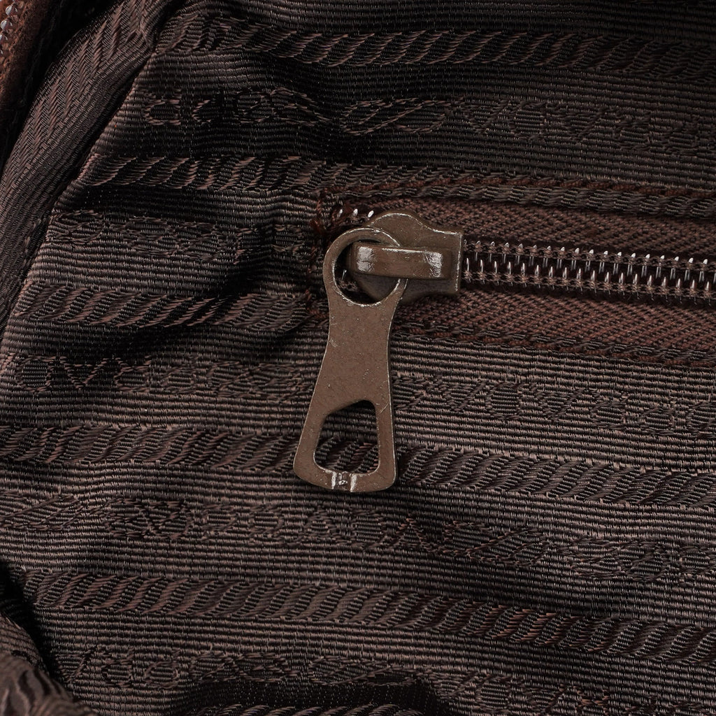 Brown Quilted Suede Handbag