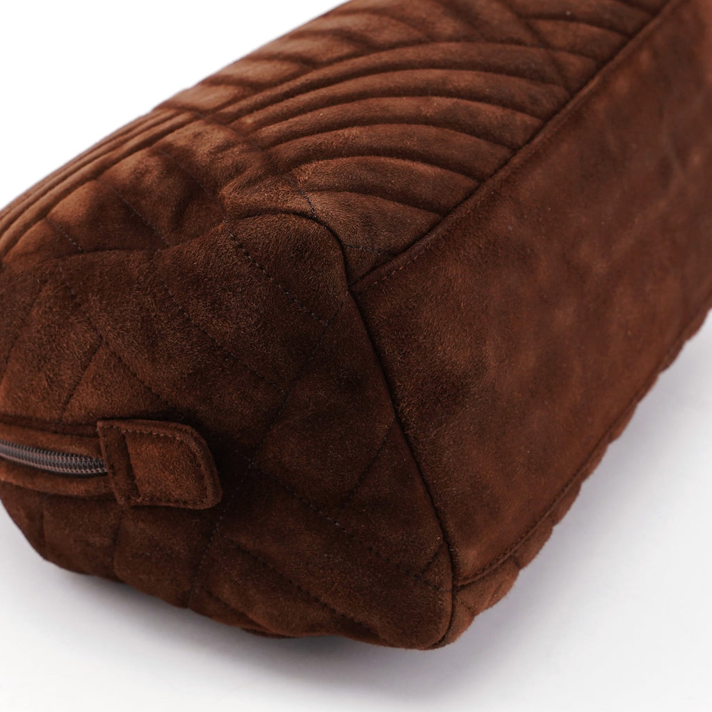 Brown Quilted Suede Handbag