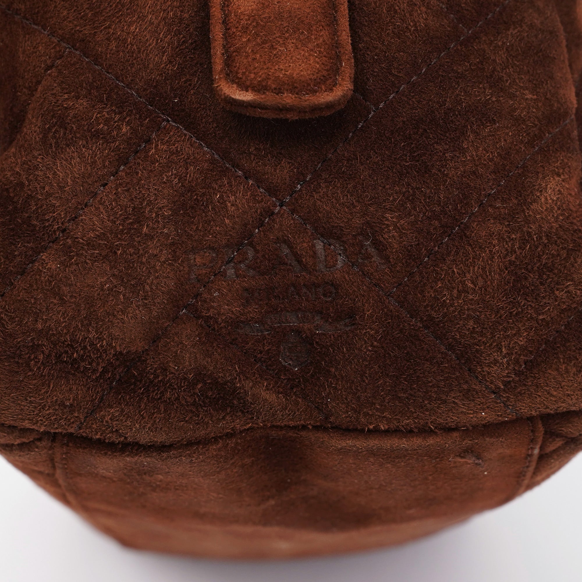 Brown Quilted Suede Handbag