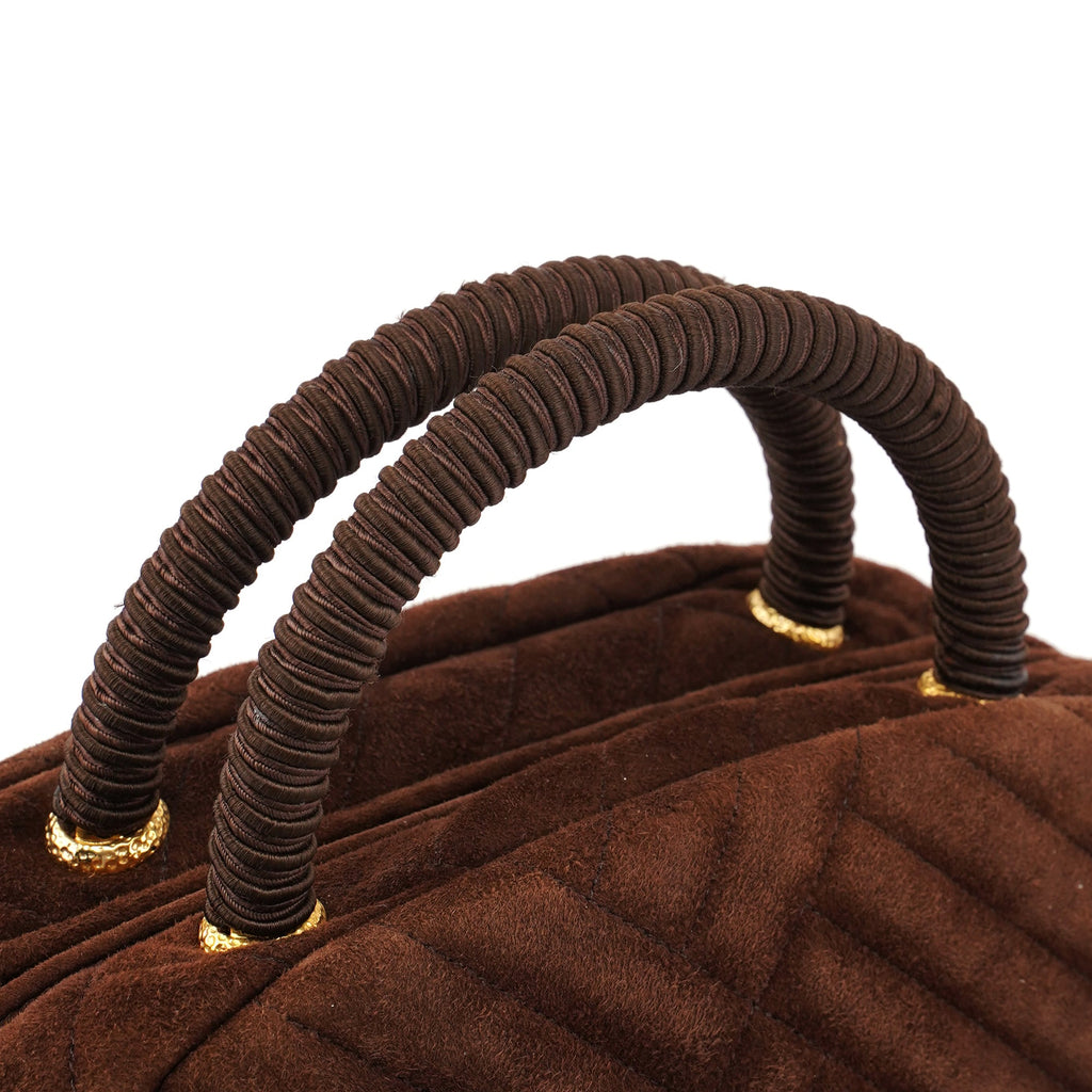 Brown Quilted Suede Handbag