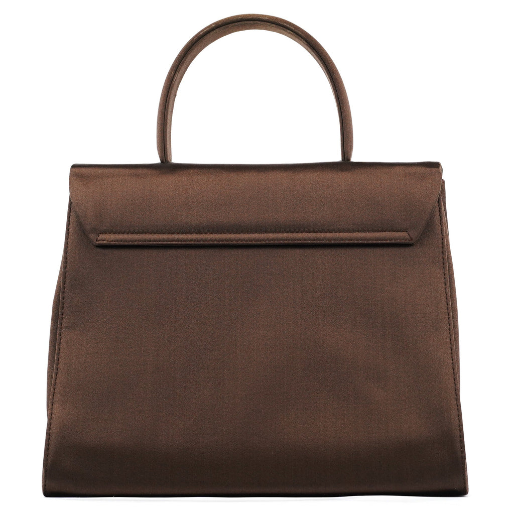 Brown Raso Satin Top Handle Bag