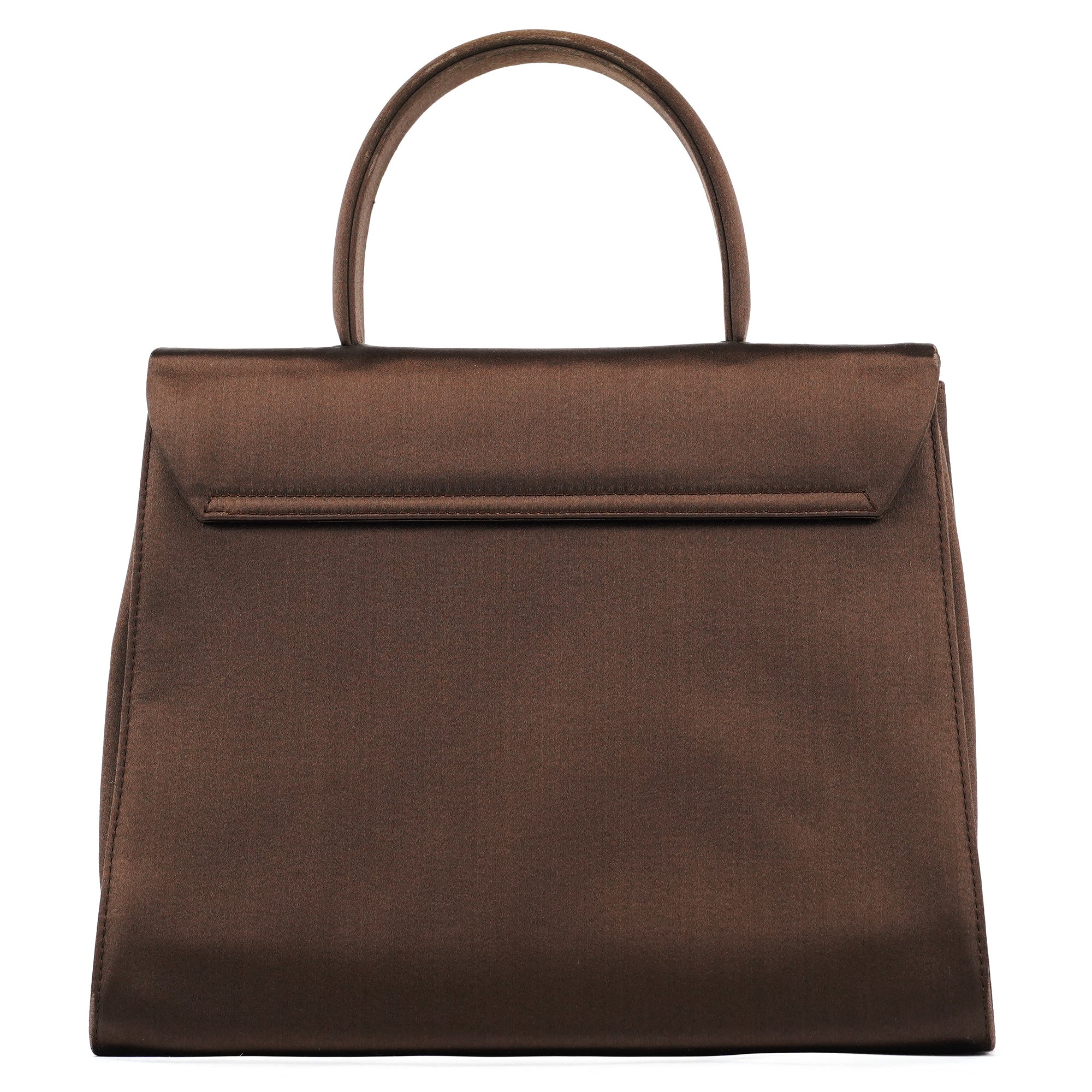 Brown Raso Satin Top Handle Bag
