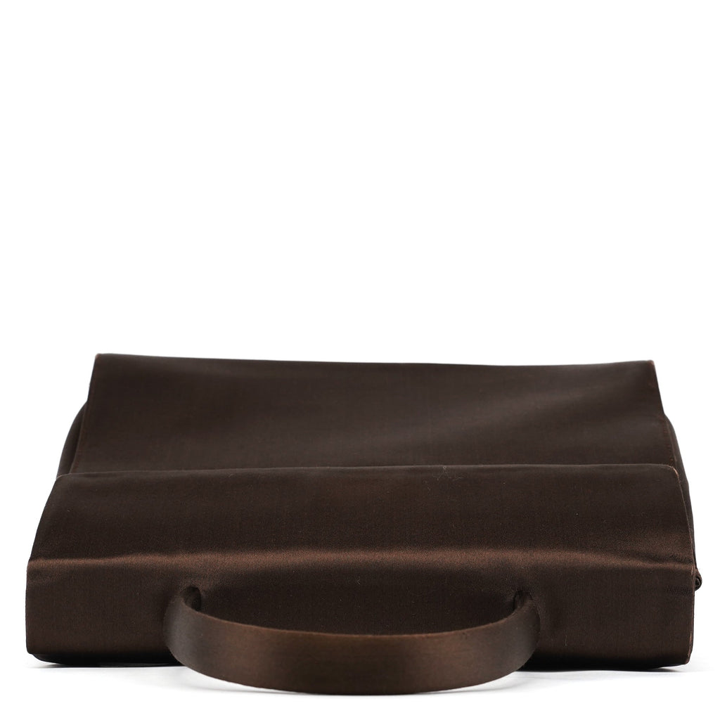 Brown Raso Satin Top Handle Bag