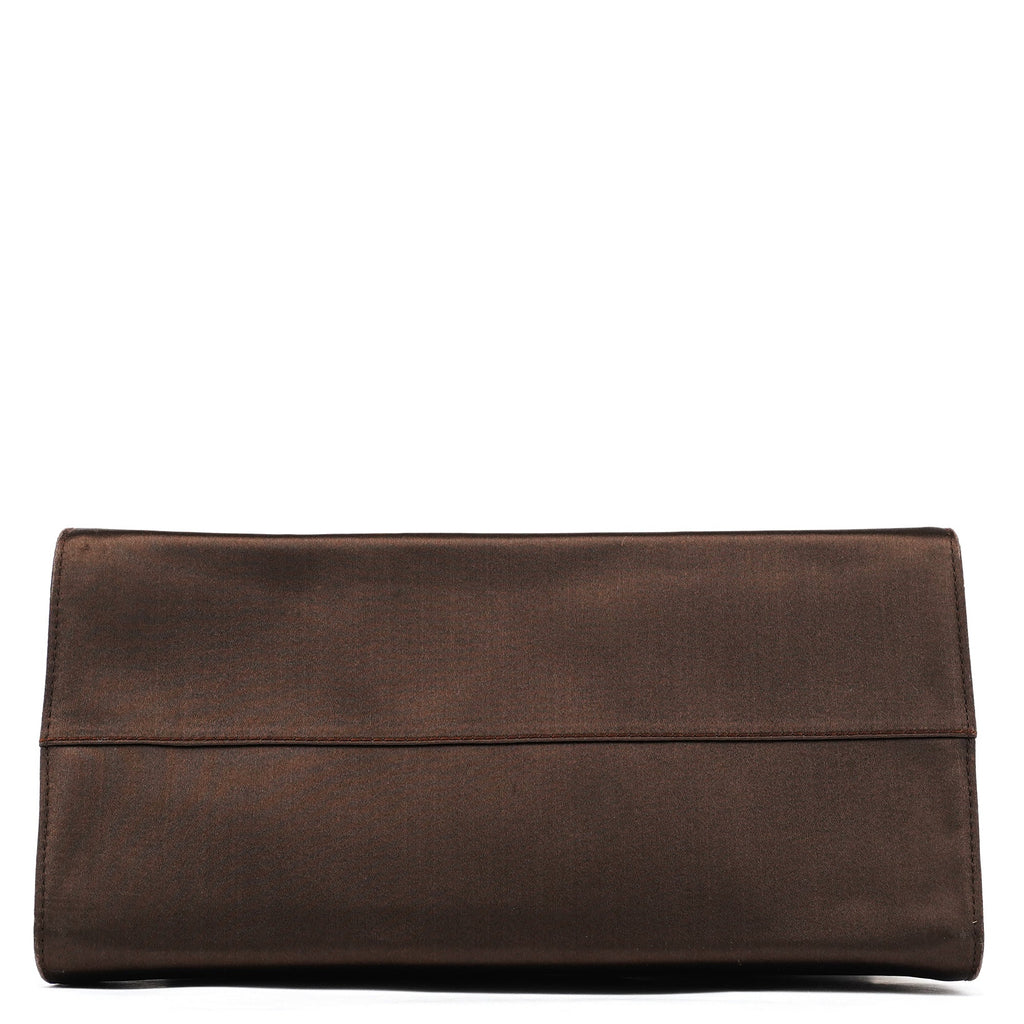 Brown Raso Satin Top Handle Bag