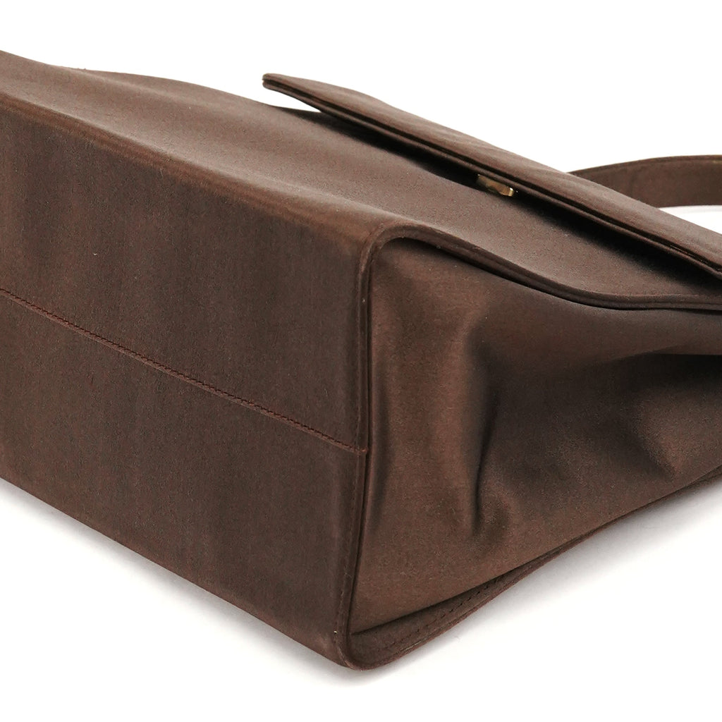 Brown Raso Satin Top Handle Bag