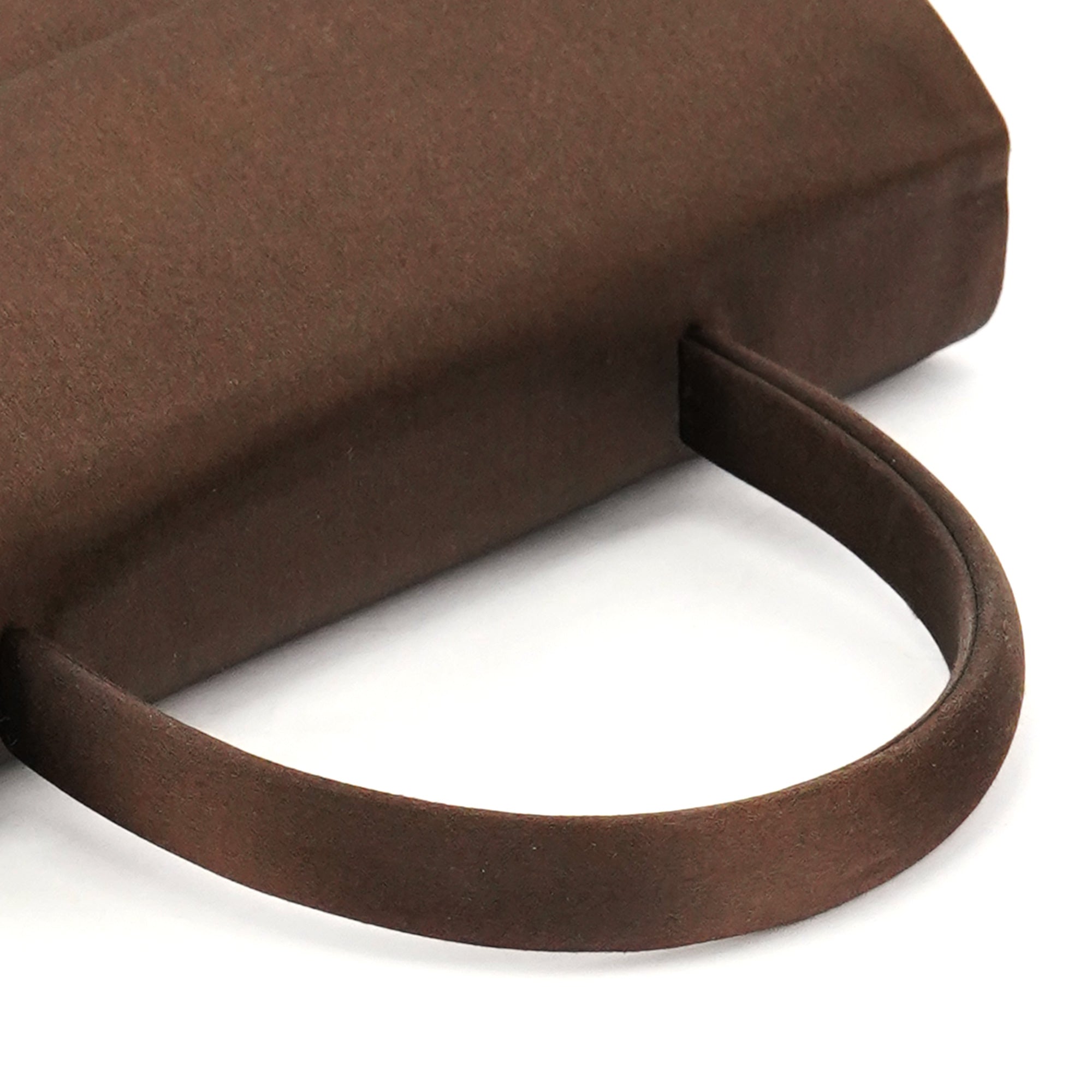 Brown Raso Satin Top Handle Bag