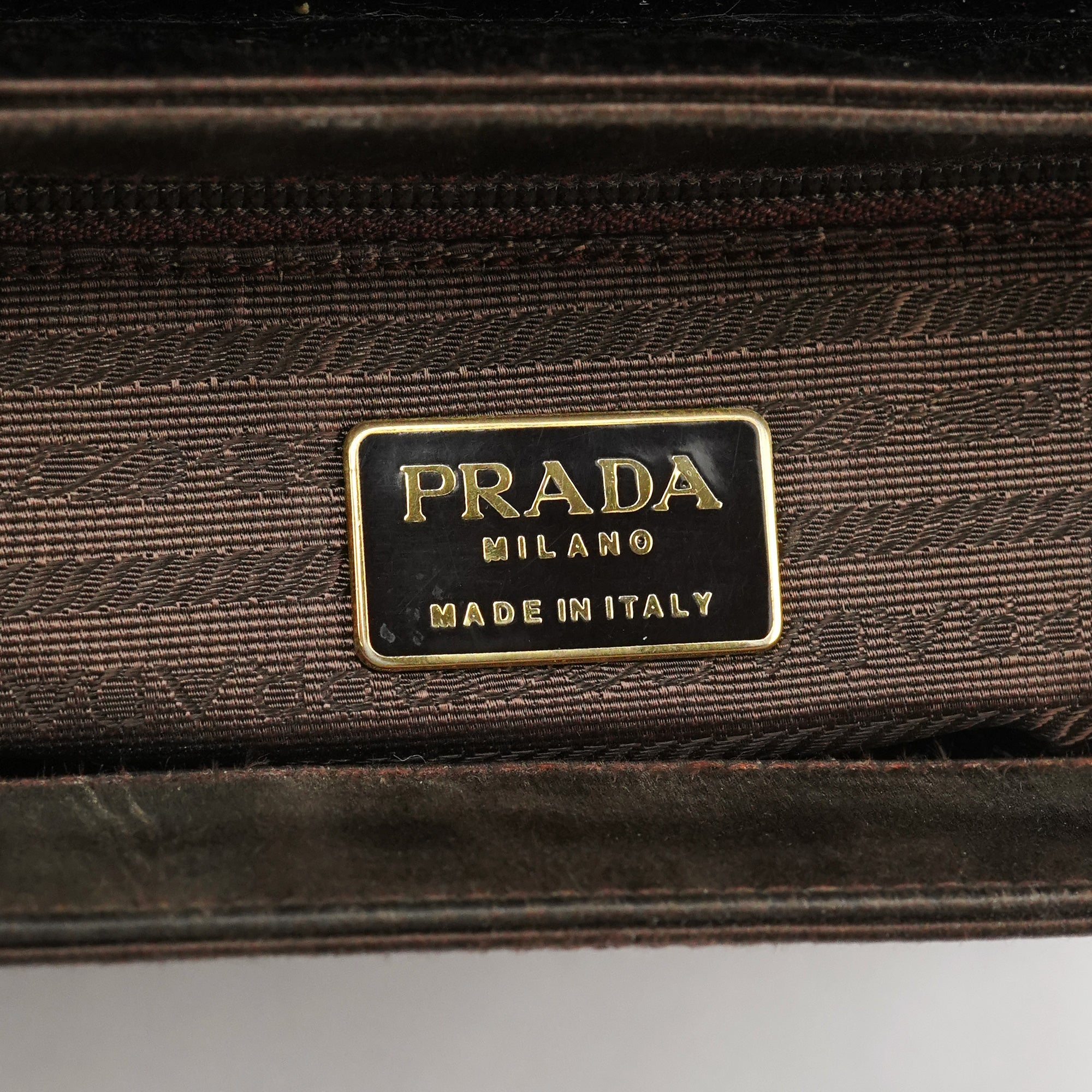 Brown Raso Satin Top Handle Bag