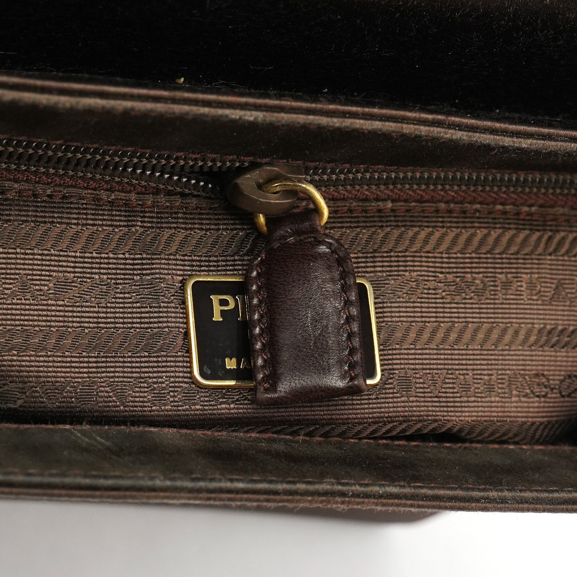 Brown Raso Satin Top Handle Bag