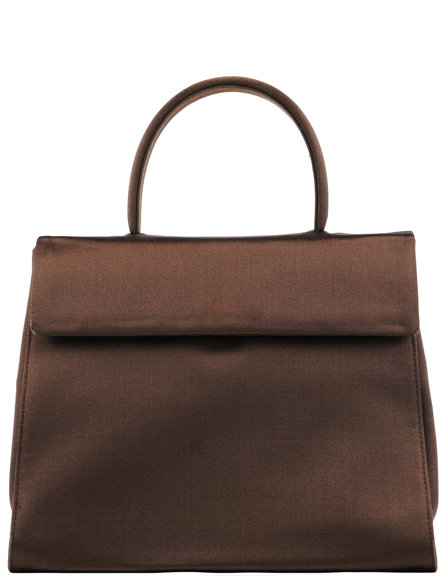 Brown Raso Satin Top Handle Bag